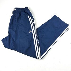 Adidas Vintage Shiny Glanz Track Pants Men Size Large Blue Striped